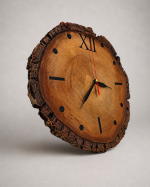 hand made wood clock with bark